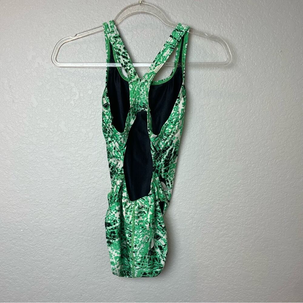 Vintage SPEEDO One Piece Swimsuit Neon Green Print Size 6 - Picture 7 of 8